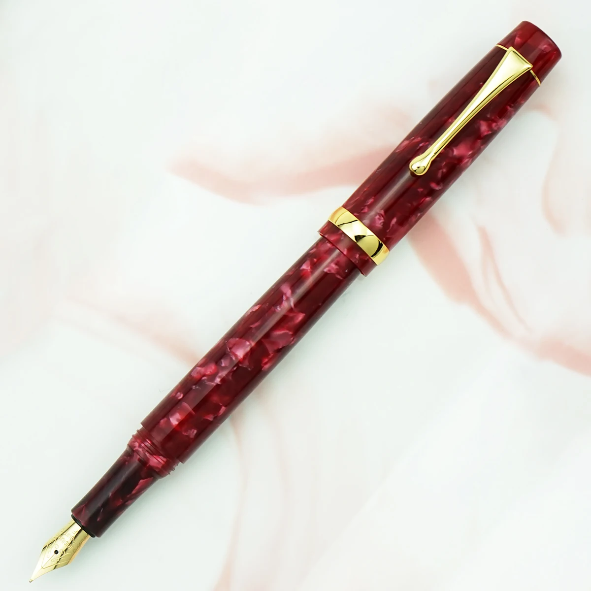 Jinhao Resin Acrylic Red Fountain Pen Beautiful Ink Pen with Converter EF/F/Bent Nib Business Office School Writing Gift Pen jinhao 82 fountain pen customized mixed macaron color acrylic ef f m bent nib golden trim with converter writing pen
