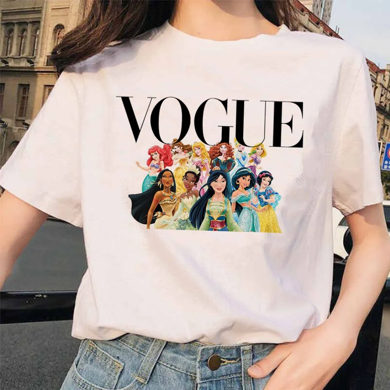 

vogue princess 2020 T Shirt Women Summer White Short Sleeve Harajuku Aesthetic Clothes Cartoon 90s Top Tees Graphic T-shirt