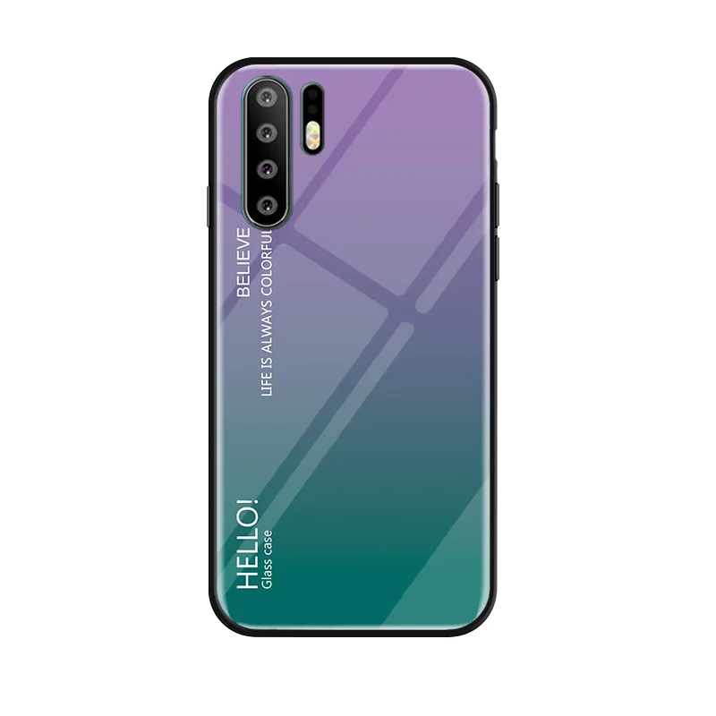Светло-фиолетовый Постепенная замена стеклянный чехол для телефона huawei P30 Pro Lite MAR-LX3A полная защита бампер для huawei Nova 4e задняя крышка телефона - Цвет: Светло-фиолетовый