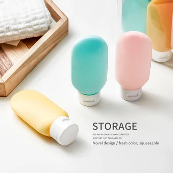 

3PCS Empty Extrusion Bottles Container Refillable Plastic Silicone Transparent Mini 60ml Refillable Bottles Cream Jar Shampoo