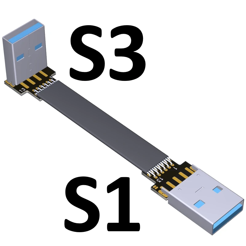 S1-S3 USB 3,0 кабель USB к USB кабель Тип A папа-папа USB удлинитель супер скорость HDD 90/270 градусов угол вверх/вниз угловой USB3 - Цвет: S1-S3