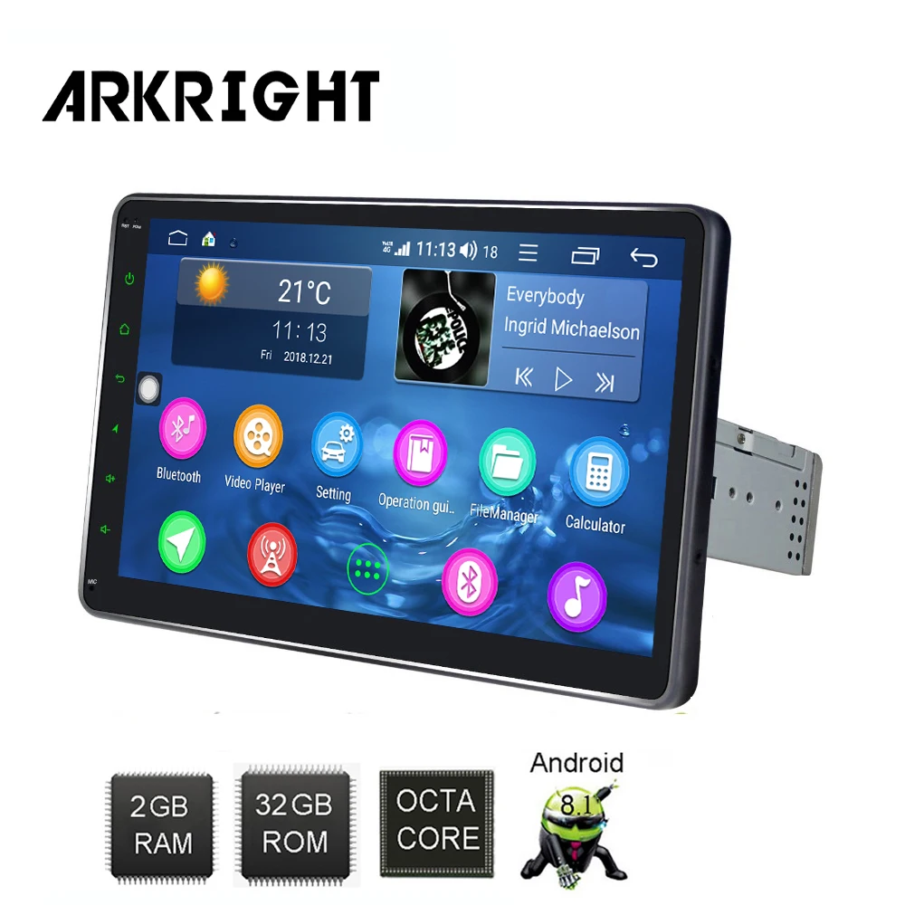

ARKRIGHT 2+32GB 10.1'' 1Din Android Car radio Octa Core Universal autoradio GPS Navigation 4G car dvd player Carplay IPS screen