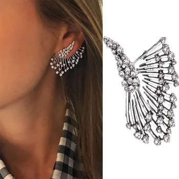 

New Trend Punk Style Multi-layer single earring Zircon Statement Ear Stud Earrings Women wedding banquet Jewelry decoration Gift