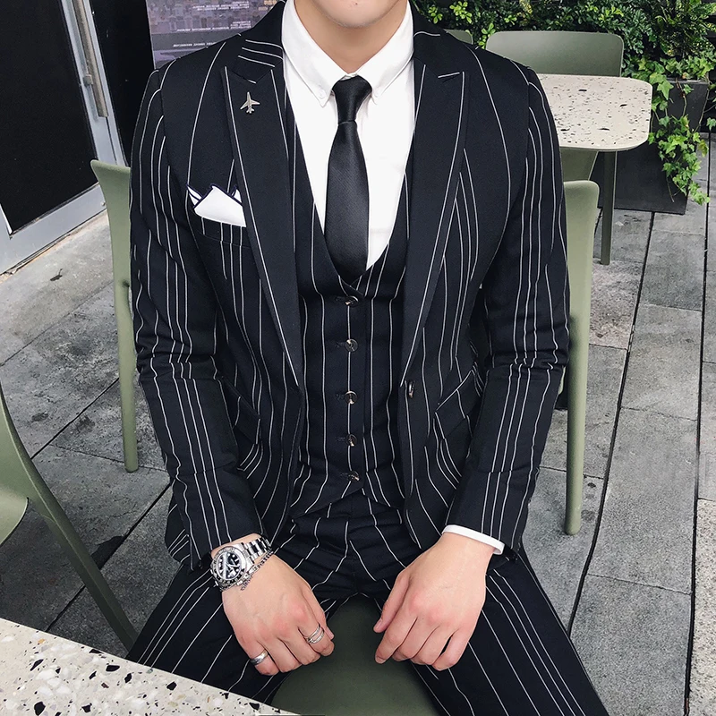 Свадебный роскошный облегающий смокинг Uomo в полоску для мужчин Homme Mariage Ternos Masculino
