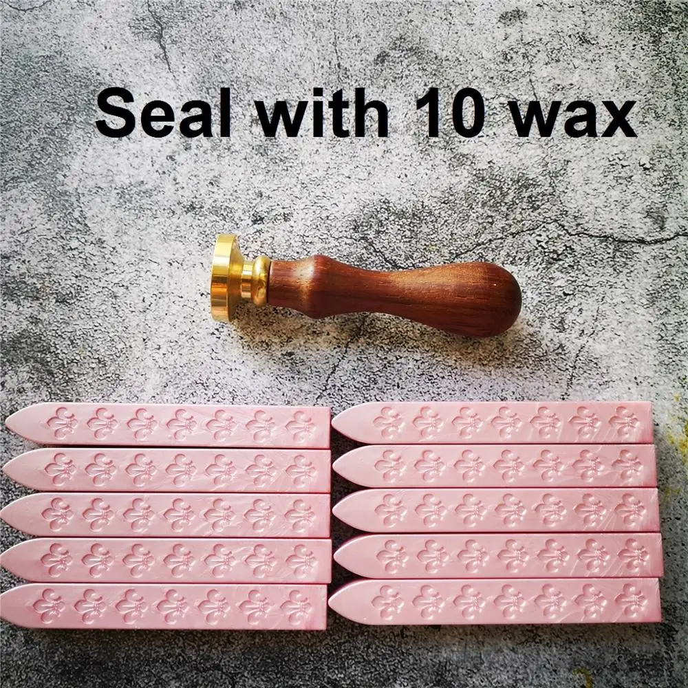 Seal with 10 wax Индивидуальный Логотип, индивидуальное изображение, на заказ, арабское имя, иностранный язык, ретро, дерево, печать, воск, печать, штамп, Свадебное приглашение - Цвет: Seal with 10 wax