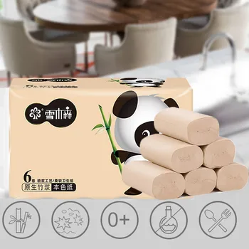 

6pcs Roll Paper Tissue Paper Roll 4 Layer Kitchen Toilet Cosmetics Makeup Clean Paper Thickened Household Papers papel higienico