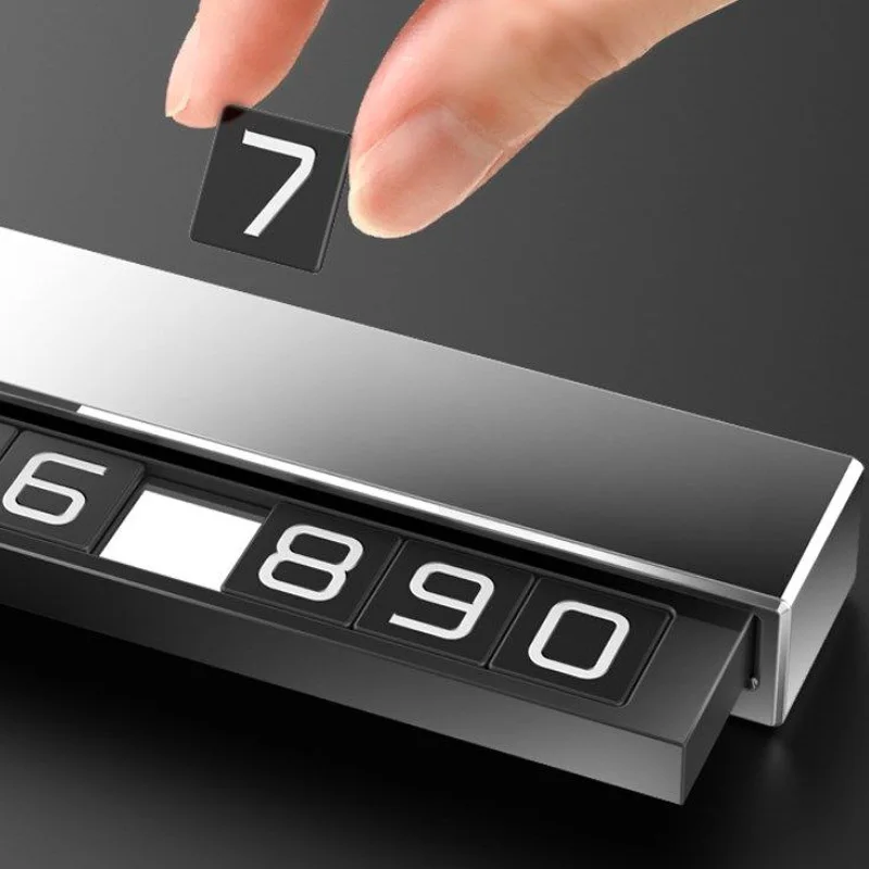 Car Temporary Parking Card Aluminum Alloy Luminous Magnetic Hide Mobile Phone Telephone Number Plate Card Auto Sticker Interior