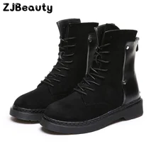 Модные женские туфли ботильоны со вставками, на зиму, средней высоты, на шнуровке, на платформе, в стиле панк обувь с заклепками для улицы, дышащие кеды, кроссовки