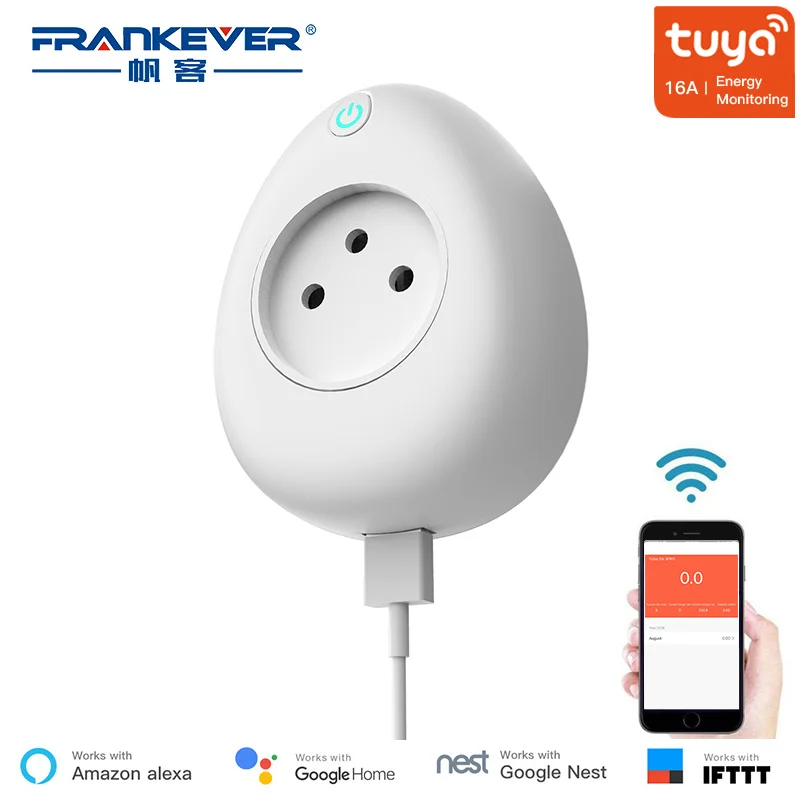 

FrankEver Israel Smart Socket 16A with Power Monitoring WiFi Plug Voice Remote Control Work with Alexa Tuya App
