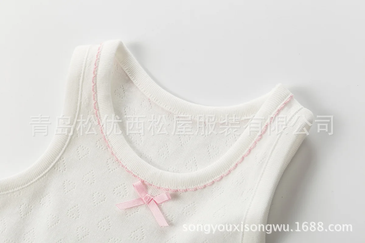 Song you Nishimatsu House Sweat Absorbing New Style Four Seasons Mesh Hollow out Jacquard-Children's Vest Base Sleeveless Vest