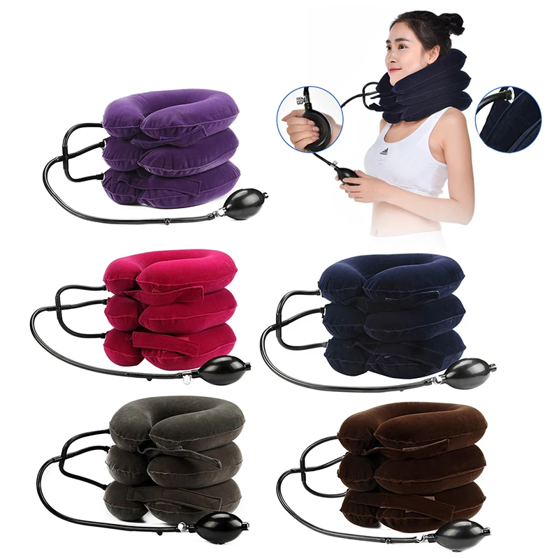 

3 Layer Inflatable Neck Cervical Traction Device Neck Stretcher Protector Massager Medical Correction Device Therapy Tool