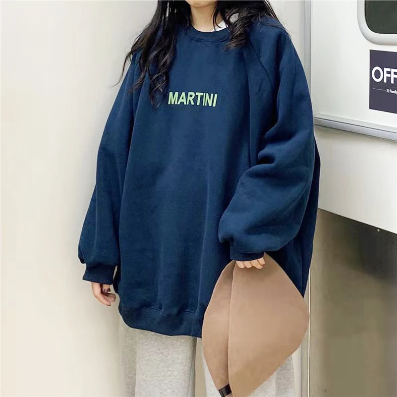 Sudadera con capucha para mujer, con letras sueltas, sencilla, Unisex, de gran tamaño, cuello redondo, grueso, suave, básica de otoño