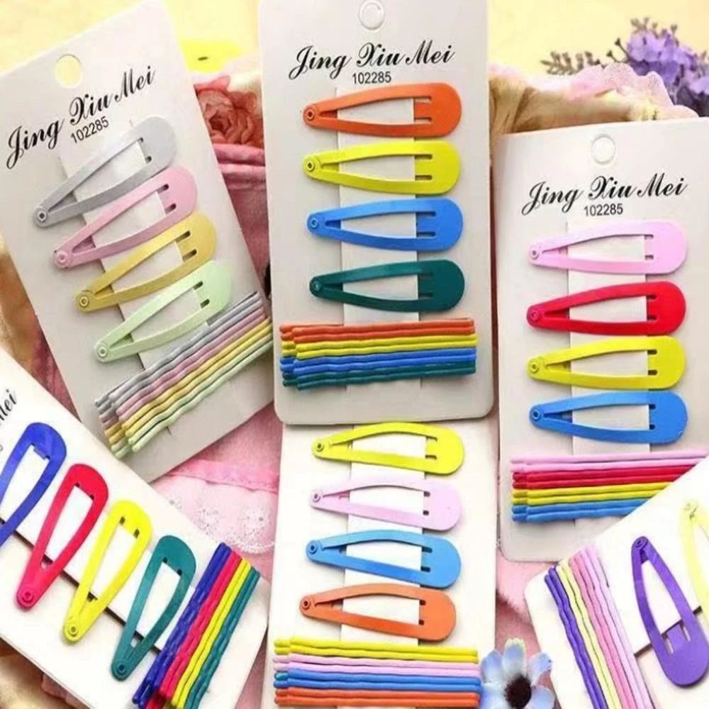

1 Set Korea Style Girls Candy Hair Clips Metal Colorful Bobby Hairpins Snap Barrettes Stick Headdress Hair Accessories