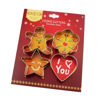 

4Pcs Set Stainless Steel Cookie Cutters Gingerbread Man/Plum/Pentagram/Heart Shaped Biscuit Mold Christmas Easter Cake Tools