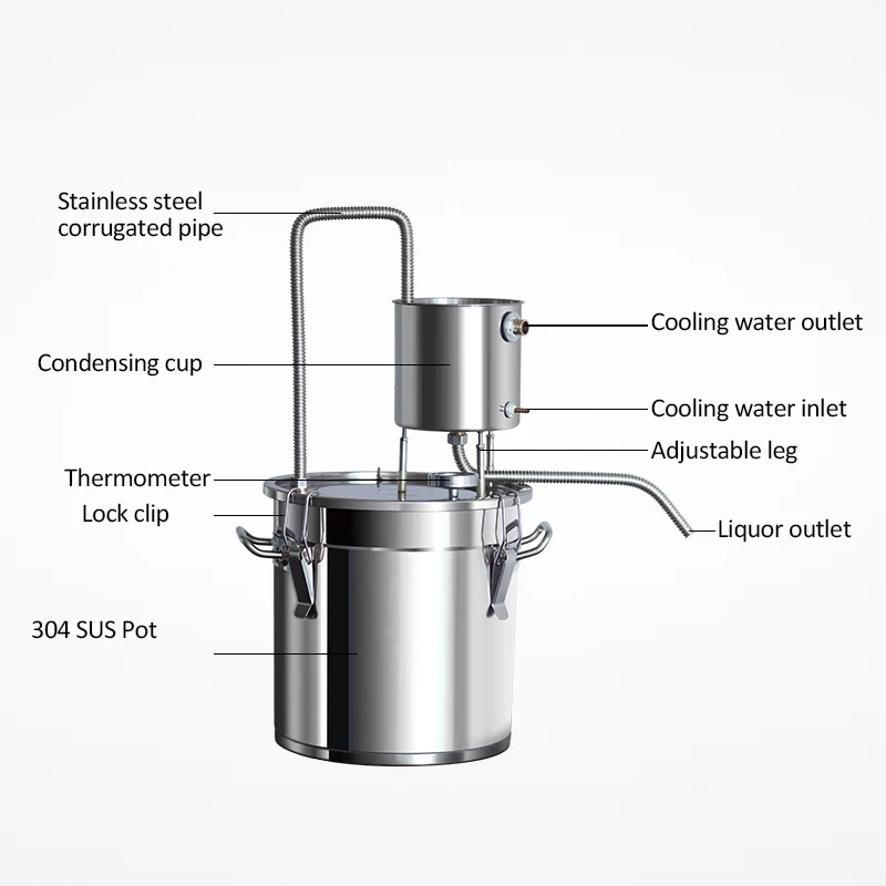 Stainless steel alcohol distiller home brewing machine moonshine distiller hydrolate distilling water wine making equipment