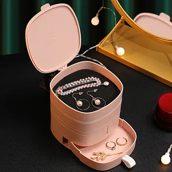 

4 Tiers Jewelry Storage Box with 6 Compartment Plastic Organizer Boxes for Necklace Earring Ring Bracelet with Dustproof Cover