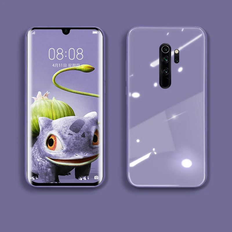 Жидкий силиконовый чехол-рамка для Xiaomi mi 9 SE 8 CC9 CC9E A3 Lite 9T Pro, чехол из закаленного стекла для Red mi Note 8 7 K20 Pro - Цвет: Lavender
