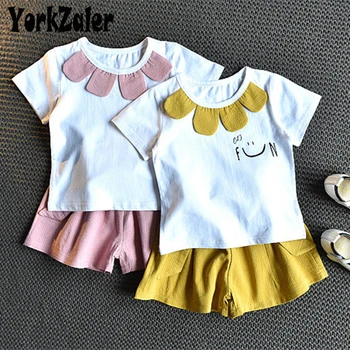 

Yorkzaler Summer Kids Clothes Suit For Girl Cartoon Shirt With Short Pants Children Clothing Set Enfant Baby 2pcs Outfits