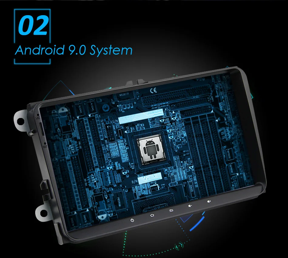 Flash Deal Eunavi 2 Din 9 inch Quad core Android 8.1 car dvd GPS for VW Polo Jetta Tiguan passat b6 cc fabia mirror link wifi Radio  in d 2