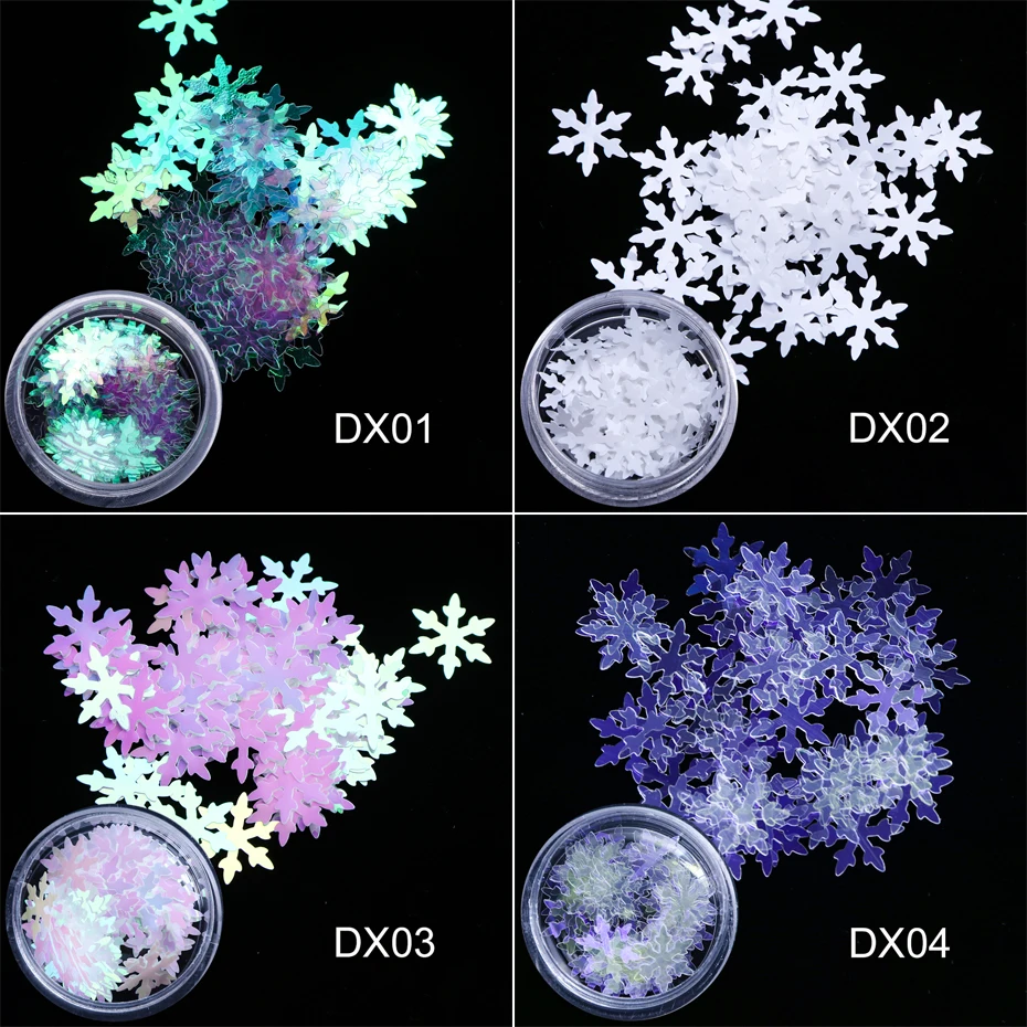 1 коробка голографические Рождественские снежинки для ногтей блестки хлопья 3D дизайн ногтей блестки лазерные AB серебряные блестки маникюрные украшения SADX/XX