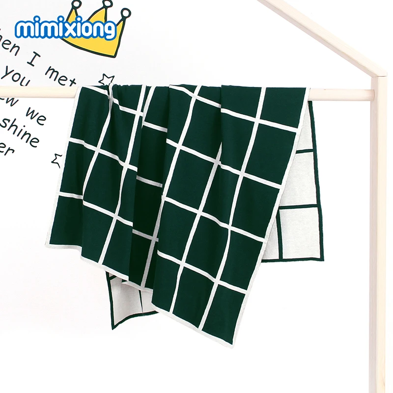 Baby Blankets Knitted Plaid Pattern Newborn Boys Girls Swaddle Wrap Sleeping Covers for Stroller Bed 100*80cm Infant Kids Quilts