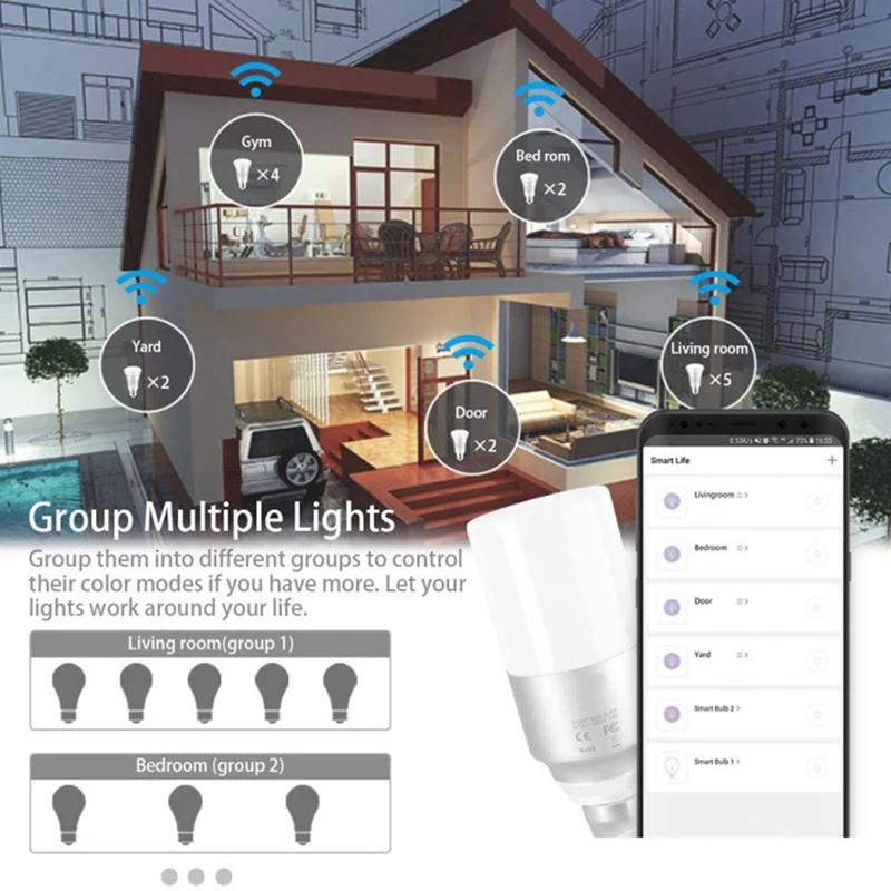 Умный Wi-Fi светильник, 6 Вт E27 6500K+ RGBW WiFi умный цилиндрический светильник, приложение управление изменение цвета атмосферная лампа, 460 Lume