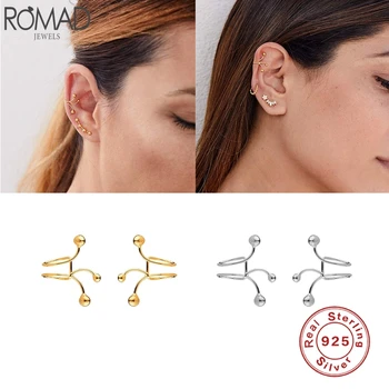

Aide 925 Sterling Silver Ear Cuffs Chic Geometric Line Clip On Earrings For Women Fine Jewelry No Piercing Cartilage Earcuff W4