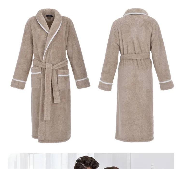 Winter Thick Warm Couples Kimono Robe Women Men Bath Gown Robe Dress Fluffy Plush Flannel Lovers Yukata Nightwear Sleepwear