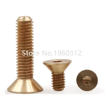 

10pcs ~ 50pcs m2 M2.5 M3 M4 M5*L Allen Key Head Din7991 Brass Hex Socket Flat Countersunk Head Screw screws no copper bolts