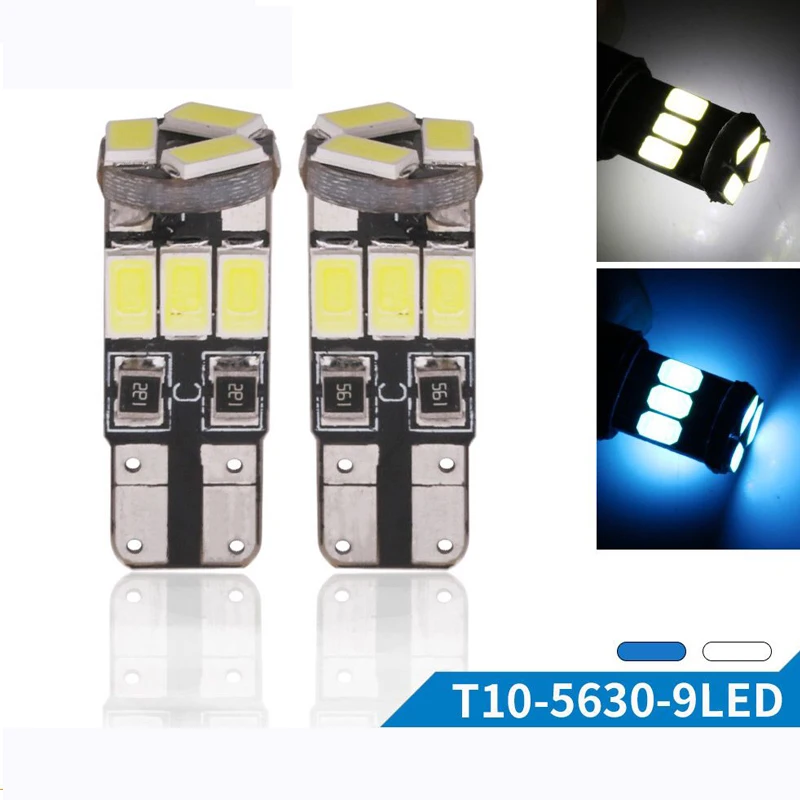 

10PCs Canbus T10 W5W 1W LED 9SMD 194 5630 5730 90MA 501 Dome Parking Light Car Side Wedge Lamp White DC 12V