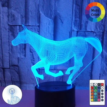 

Led Little Pony Children's Bedroom Decoration Night Light Remote Control Color Changing Bedside Table 3D cool Night Light G2