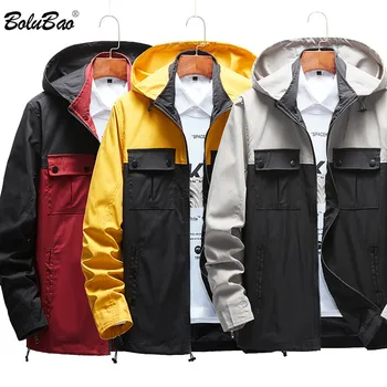 

BOLUBAO Brand Men Hooded Jackets Men's Street trend Patchwork Jacket Spring Autumn New Fashion Wild Jacket Coat Male EU Size