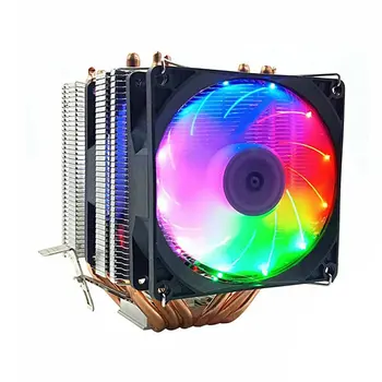 

Pure Copper 6 Heat Pipe Double Fan Coloured Lights Temperature Control Desktop Computer Cpu Generic Radiator