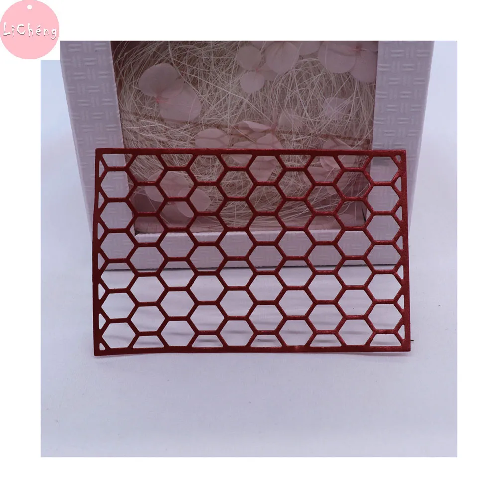 Honeycomb Mesh Frame Slimline Cutting Dies Scrapbooking Embossing Folder Card Making Diy Craft Stencil Metal Die Cut Kraft Paper