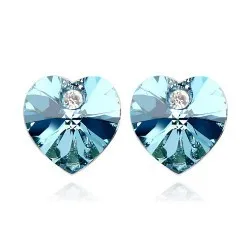 Женские серьги-гвоздики с кристаллами в виде цветка, сделанные с австрийскими кристаллами, посеребренные - Окраска металла: 018 navy blue