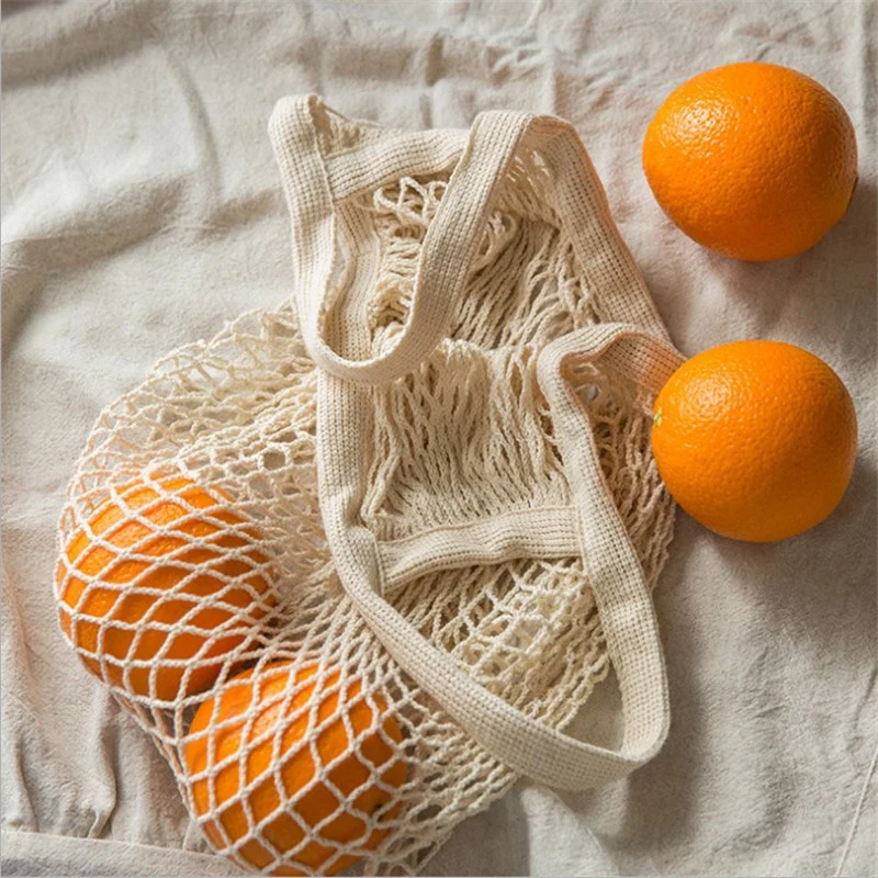 Eco-Friendly Reusable Cotton Mesh Grocery Tote Bag