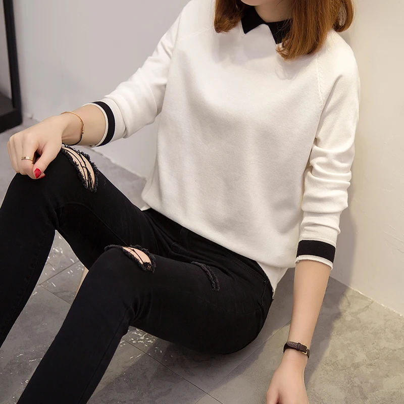 Billige Pullover tragen lose langen ärmeln außerhalb der frühling und herbst 2019 neue mode zwei stück anzug gestrickte Jersey stil