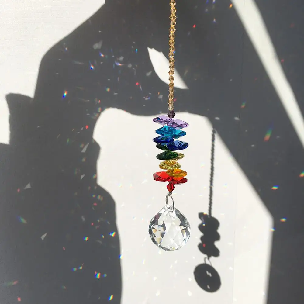 SunCatcher Радужный производитель чакра Кристалл Suncatcher хрустальный шар призмы окно висячие орнамент и украшение сада