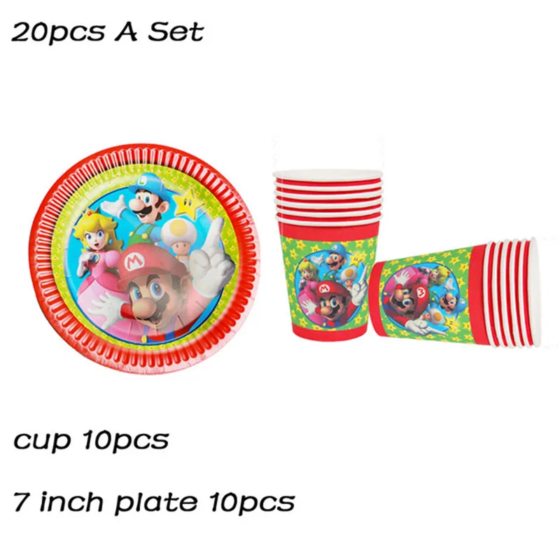 20pcs set Тема "Супер Марио" пластиковые сумки для мальчиков, Детские сувениры, вечерние подарки на день рождения - Цвет: 20pcs set