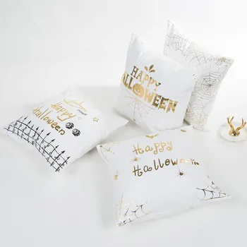 

Merry Christmas Halloween Cushion Cover Gold Linen Cotton Soft Cute Throw Pillow Cover Decorative Sofa Pillow Case Pillowcase#