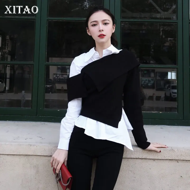 Женская Асимметричная блузка XITAO элегантный комплект из двух предметов с