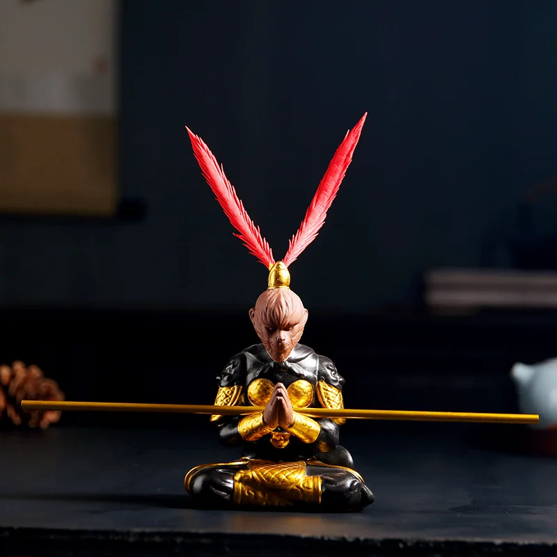 Керамическая статуя персонажа Sun Wukong, скульптура в стиле современного искусства, домашняя гостиная Лофт ремесла, подарок битва Бог фигурка обезьяны - Цвет: 1