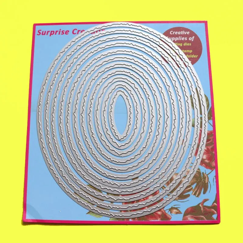 11-Piece Large cutting dies deckle edge Oval 17.2x20.3cm Scrapbook DIY Cardmaking Paper Craft Metal Stencil