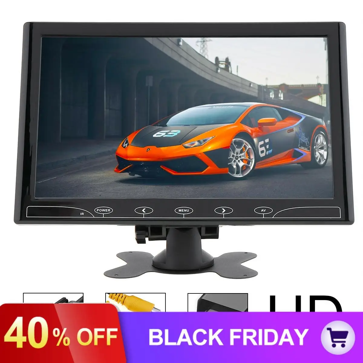 10,1 дюймов HD TFT lcd цветной автомобильный монитор заднего вида 2 видео вход DVD VCD подголовник монитор автомобиля Поддержка аудио видео HDMI VGA