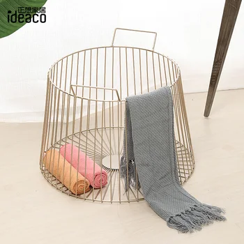 

Metal Material baking varnish craft light luxury Nordic creative home wrought iron metal storage basket practical and convenient