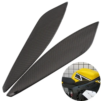 

Black Carbon Fiber Motorcycle Fuel Gas Tank Side Insert Panel Injection Mold Covers For YAMAHA YZF R6 2003 2004 2005