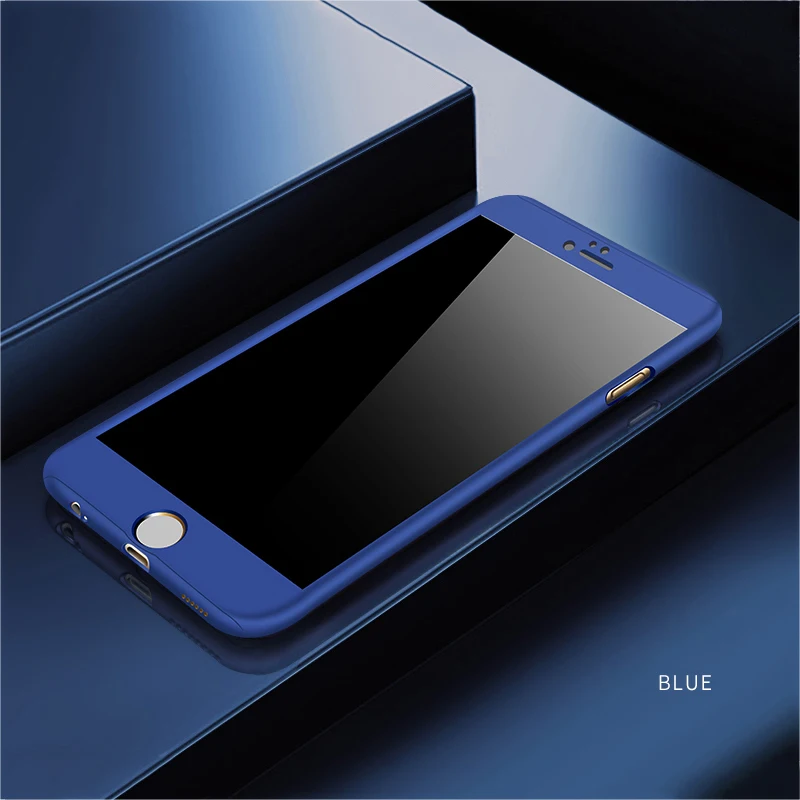 360 Полный чехол для телефона для iPhone XS Max XR XS X 8 7 6 6S Plus 5 5S SE PC защитный чехол для iPhone 8 Plus чехол s со стеклом - Цвет: lan