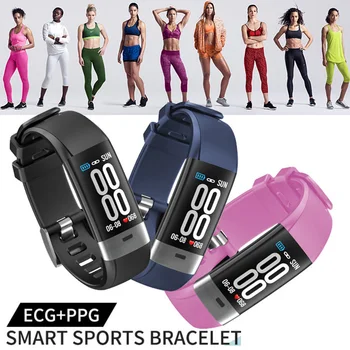 

ECG PPG Smart Bracelet Blood Pressure Heart Rate Color Screen Sport Bracelet Multisport Activity Sleep Tracker Band Watch PK Y5