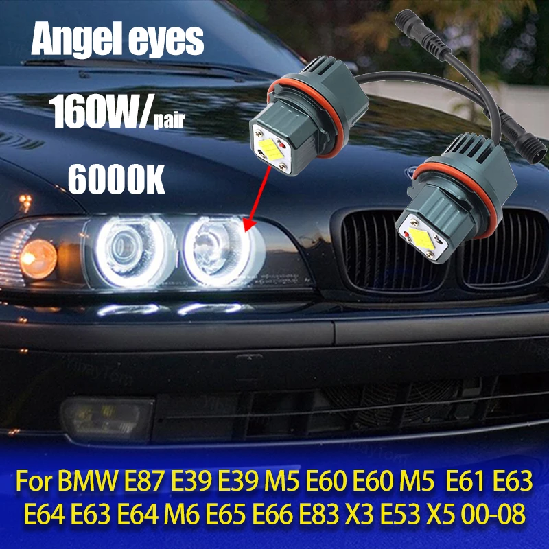 LED Car Lights 2pcs 120W 6000K LED Angel Eyes Marker Lights Bulbs for BMW E87 E39 M5 E60 E61 E63 E64 M6 E65 E66 E83 X3 E53 X5 00-08