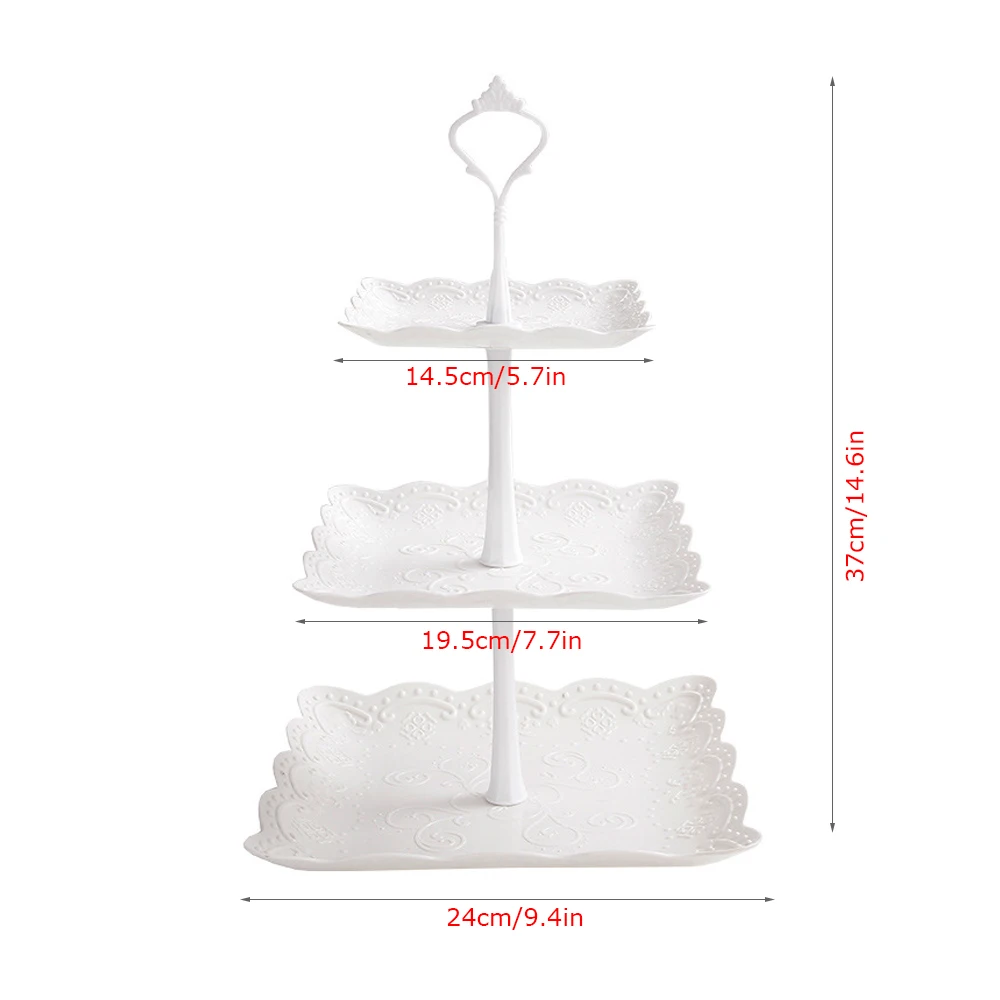 2 3 Tier Plastic Cake Stand Afternoon Tea Wedding Plates Party Dessert Plate Fruits Vegetable Storage Rack Tableware Tools Holder - Цвет: 2